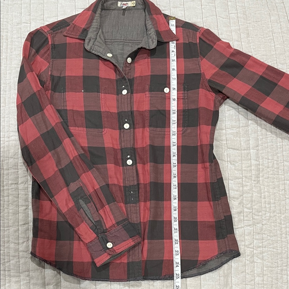 Faherty Red and Black Plaid Women's Button Down Shirt - Picture 6 of 8